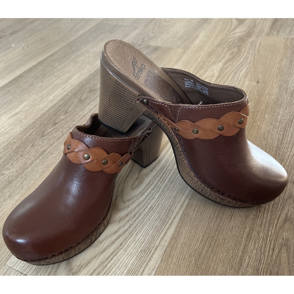 Dansko Shoes Womens Rach Braided Studs Slip On Mule Clogs Leather 38 US 7.5